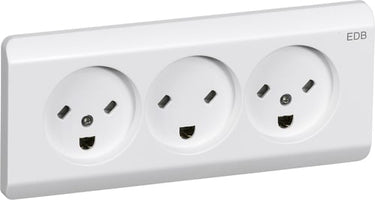 OPUS 66 indsats standard stikkontakt planforsænket tripel EDB 2-pol med jord hvid - 1