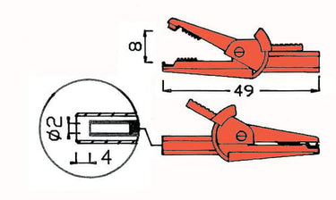 Minikrokodillenæb - 5002 rød 2mm - 1