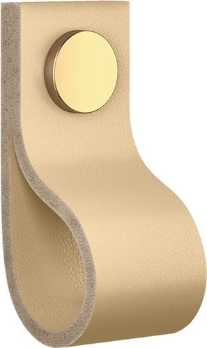 Ifö møbelgreb S2 lysebrun læder messing 65 x 25 x 25 mm - 1
