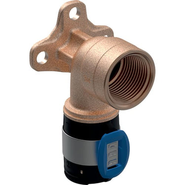 Geberit FlowFit tilslutningsvinkel 90° 16mmx1/2"/52mm mf blyfri rødgods - 1