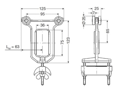 Medbringervogn for fladkabel plast med stålhjul og patentmøtrikker ms 1 f/125-50-pm alle typer - 1