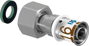 Uponor S-Press PLUS preskobling med omløber og pakning muffe/muffe 20 mm x 3/4" - 1