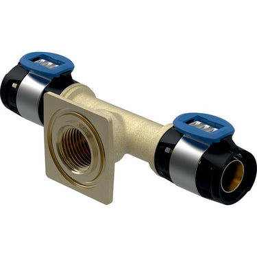 Geberit FlowFit tee-tilslutningsvinkel 90° 16mmx1/2" t/indb.cisterne blyfri rødgods - 1