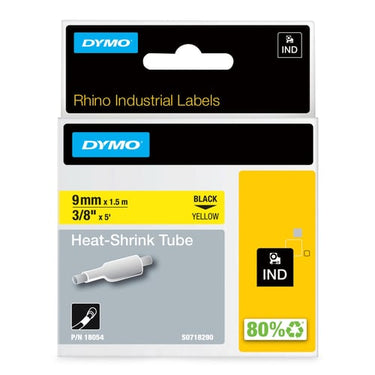 DYMO Rhino Industri tape krympeflex sort på gul 9mmx1,5m - 1