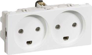 LK FUGA dobbelt stikkontakt 2-polet + DK jord 2 modul hvid - 1
