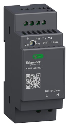 Modicon switchmode strømforsyning modular til DIN-skinne med 24 VDC 30 W-1,2 A udgang og 100-240 VAC 1-faset forsyning - 1