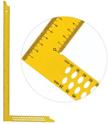 Tømrervinkel 700x300 mm (Gul) Dob. skala med opmærk. huller - 1
