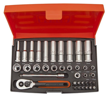 Bahco topnøglesæt mini 1/4" 37 dele 4-13mm - 1