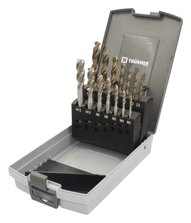 Thürmer Tools spiral tapsæt M3-M12 HSSE med bor - 1