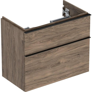 Geberit Icon vaskeskab 740 x 416 x 615 mm 2 skuffer nøddetræ højkomprimeret trelags-spånplade melamin træstruktur - 1