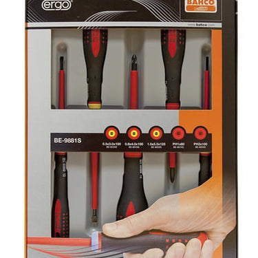 Bahco Ergo® 1000 Volt skruetrækkersæt Slim blade med 5 dele for ligekærv og Phillips skruer - 1
