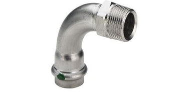Sanpress Inox overgangsbøjning 90° muffe/nippel 18 mm x  1/2" rustfrit stål - 1