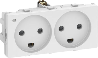 LK FUGA dobbelt stikkontakt 2-polet + DK jord med LED 2 modul hvid - 1