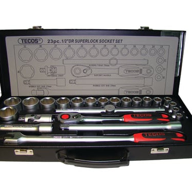 Topnøglesæt Tecos 1/2" T-1224M 24 dele Superlock - 1