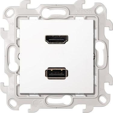 Simon 24 Harmonie HDMI 1.4 + USB 2.0 udtag hvid - 1