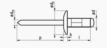 4,0X10 rundhovedet aluminium/stål   blindnitte  stort hoved Multigrip - 1