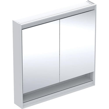 Geberit ONE spejlskab med underhylde og ComfortLight 2 låger væg 90 x 90 cm hvid/alu - 1