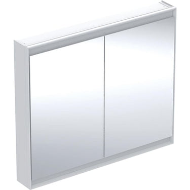 Geberit ONE spejlskab med ComfortLight 2 låger væg 90 x 105 cm hvid/alu - 1