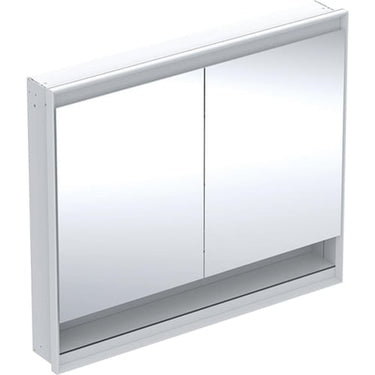 Geberit ONE spejlskab med underhylde og ComfortLight 2 låger indbyg.  90 x 105 cm hvid/alu - 1