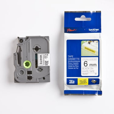 Brother TZe tape 6mmx8m sort/hvid - 1