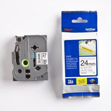 Brother TZeS tape 24mmx8m ekstra klæbende sort/hvid - 1