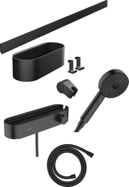 hansgrohe WallStoris sampak håndbruser 105 3jet Activation EcoSmart termostat skinne 70 cm og tilbehørssæt mat sort - 1
