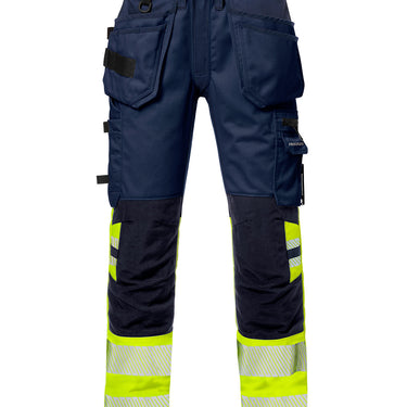 håndværker stretch bukser kl.1 Hi-Vis gul/marine str C64 - 1