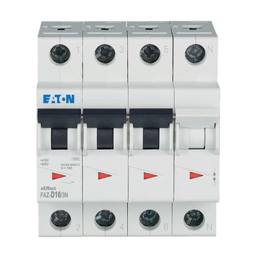 Automatsikring (MCB) D-karakteristik 16A 3+N-Pol 15kA 4-moduler UL1077 - 1