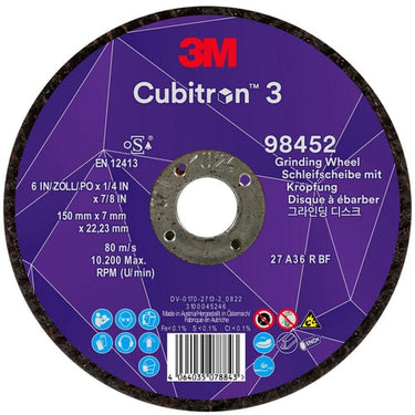 3M™ Cubitron™ 3 Skrubskive med forsænket midte 98452 36+ T27 150 mm x 7 mm x 22,23 mm EN 10-pak 20 stk./kasse - 1