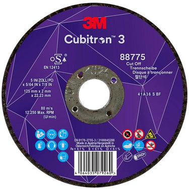 3M™ Cubitron™ 3 Skæreskive 88775 36+ T41 125 mm x 2 mm x 22,23 mm EN 25/pakning 50 stk./kasse - 1