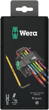 Wera stiftnøglesæt 967 SPKL/9 TORX BO Multicolour BlackLaser SB 9dele TX8-40 - 1