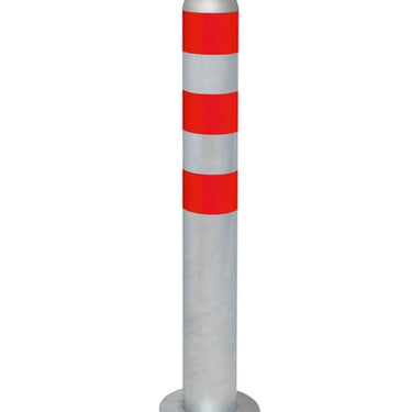 Pullert i stål til ladestander m/flange for montage på beton og reflekterende striber - 1
