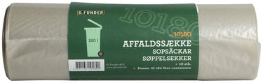 Container affaldssække passer til 180 liter container klar plast 10 poser pr. rulle - standard kvalitet - 1