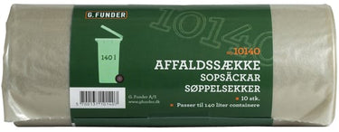Container affaldssække passer til 140 liter container klar plast 10 poser pr. rulle - standard kvalitet - 1