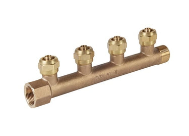 Fordelerrør Rødgods 3/4"x1/2" 4vejs m/kobsæt t/15mm - 1