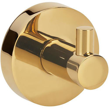 KRISS Simple enkelt håndklædekrog rund base blank messing/guld (PVD) - 1