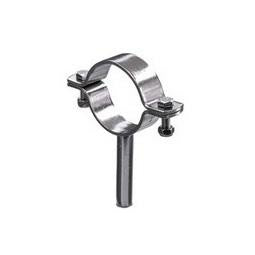 Rørholder af fladstål med skaft poleret EN 1.4301 304 med bolte og møtrikker 25x3mm M6x20 Ø12x55mm 3" 76,1mm - 1