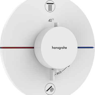 hansgrohe ShowerSelect Comfort S termostatarmatur til indbygning med afspærring til 2 udtag mat hvid - 1
