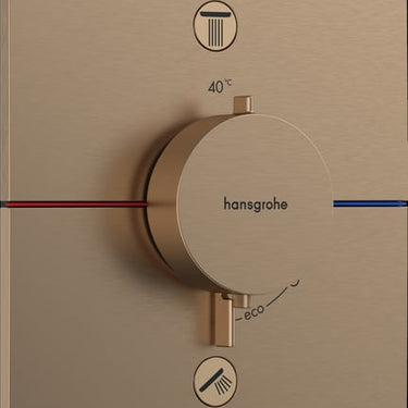 hansgrohe ShowerSelect Comfort E termostatarmatur til indbygning med afspærring til 2 udtag børstet bronze PVD - 1