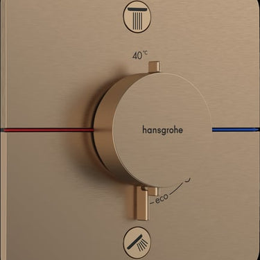 hansgrohe ShowerSelect Comfort Q termostatarmatur til indbygning med afspærring til 2 udtag børstet bronze PVD - 1