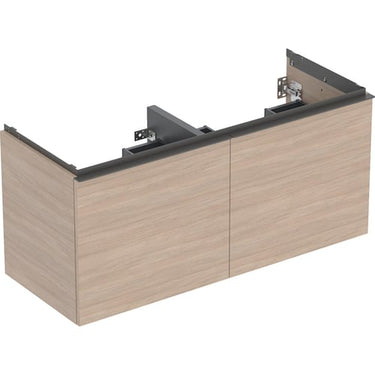 Geberit Acanto underskab til dobbelthåndvask 120 cm 2 sk + 2 indv sk eg melamin træstruktur/håndtag lava mat - 1