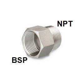 Adaptor muffe BSPP/nippel NPT 4408/316 10 bar 1/2" - 1