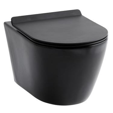 Lavabo Studio væghængt toilet rimless m/slim toiletsæde matsort - 1