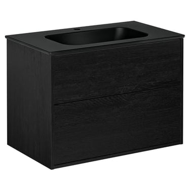 Gustavsberg Artic møbelsæt 80cm 2sk/vask mat sort/sort askefinér - 1