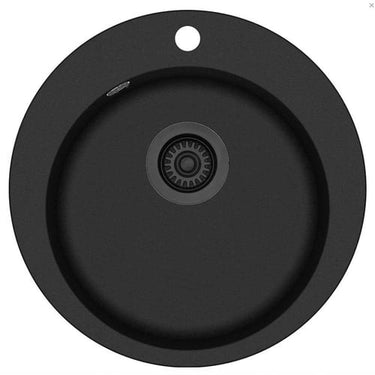Lavabo Saturn køkkenvask komposit ø505x290mm hh/strainer matsort/sort - 1