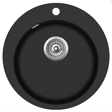 Lavabo Saturn køkkenvask komposit ø505x290mm hh/strainer matsort/forkr - 1