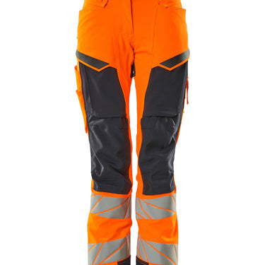 Mascot Bukser med knælommer 19078 Hi-Vis orange/mørk marine str 76C54 - 1