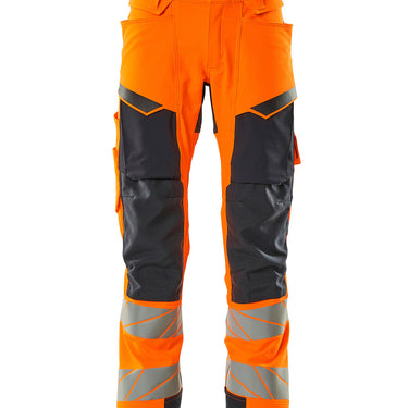 Mascot Bukser med knælommer 19079 Hi-Vis orange/mørk marine str 76C47 - 1