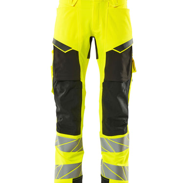 Mascot Bukser med knælommer 19079 Hi-Vis gul/sort str 82C54 - 1