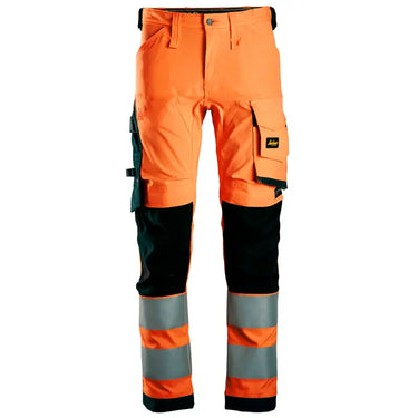 Snickers High-Vis stretch buks 6343 klasse 2 orange/sort str. 156 - 1